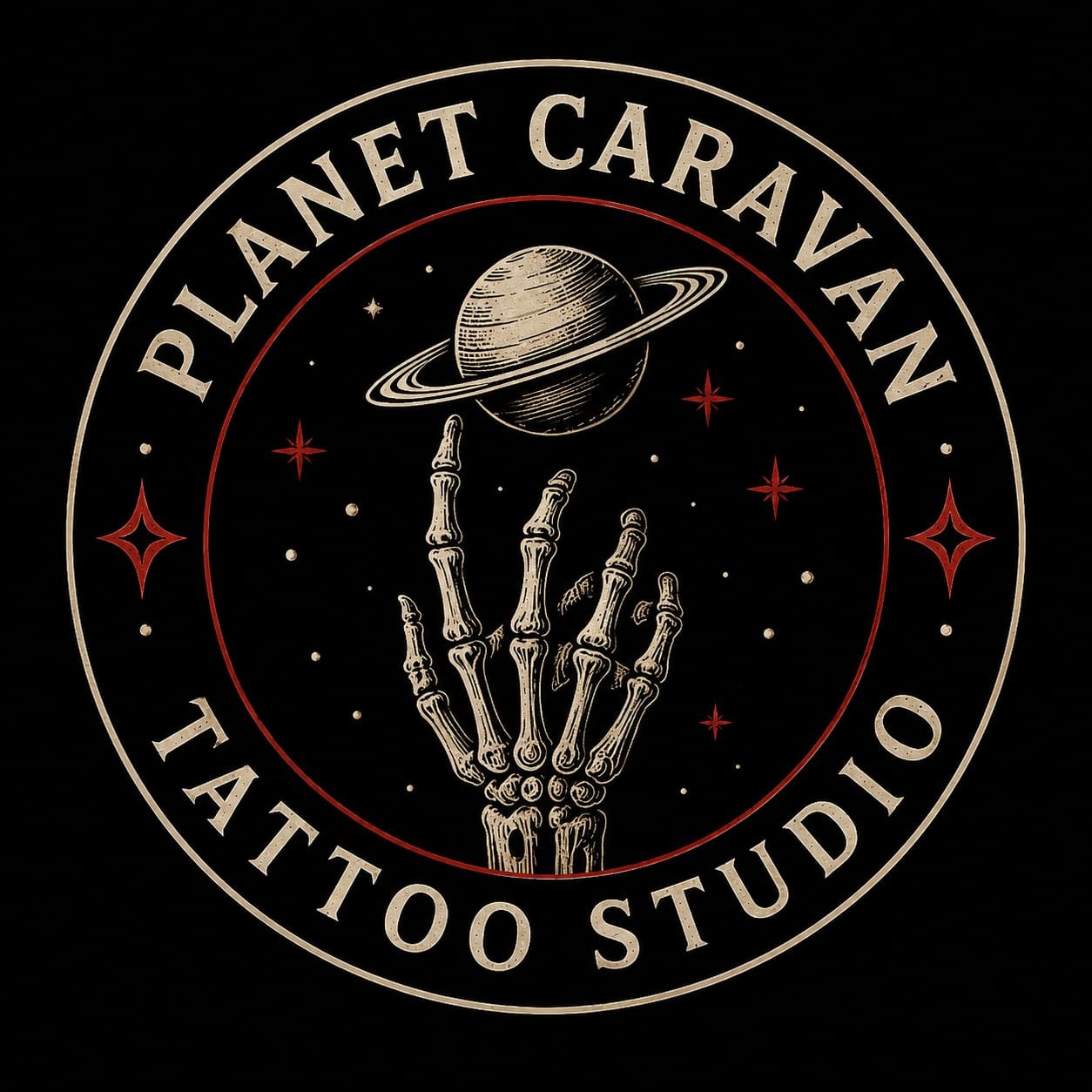logo planeta con mano de calavera
